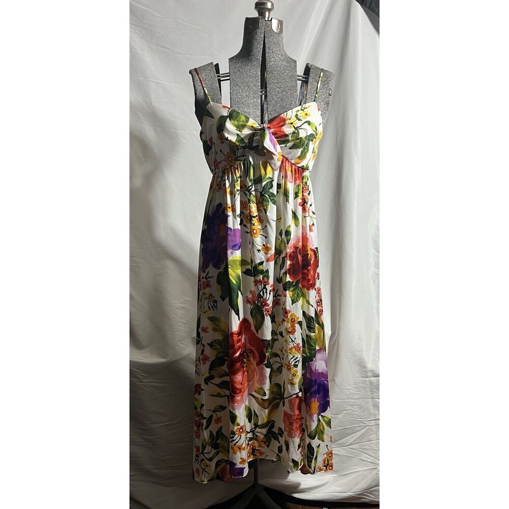 London Times Dress Women's 8 Multicolor Floral Printed Sleeveless Maxi
